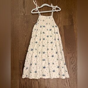 Charming Floral Kids Dress in White and Blue